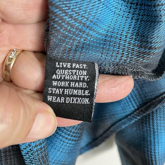 Dixxon Pacifica Flannel Shirt Women's 2XL XXL Blue Plaid Pearl Snap Western NWOT - Picture 12 of 13